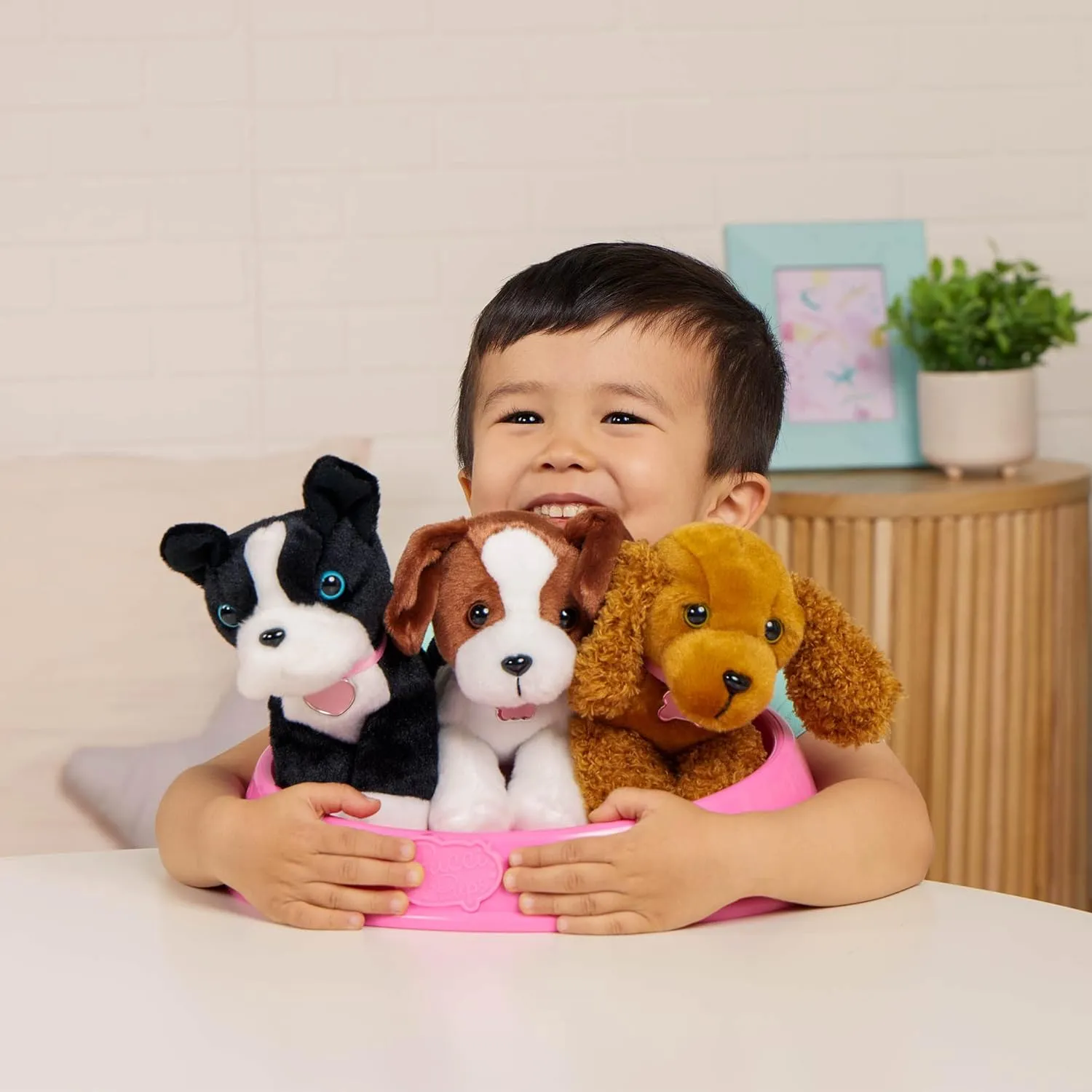 Pucci Pups – Adopt-a-Pup -Cocker Spaniel, Boston Terrier, Beagle – Plush Toy Dogs with Dog Bed – Plush Dog for Kids Aged 2 and Up
