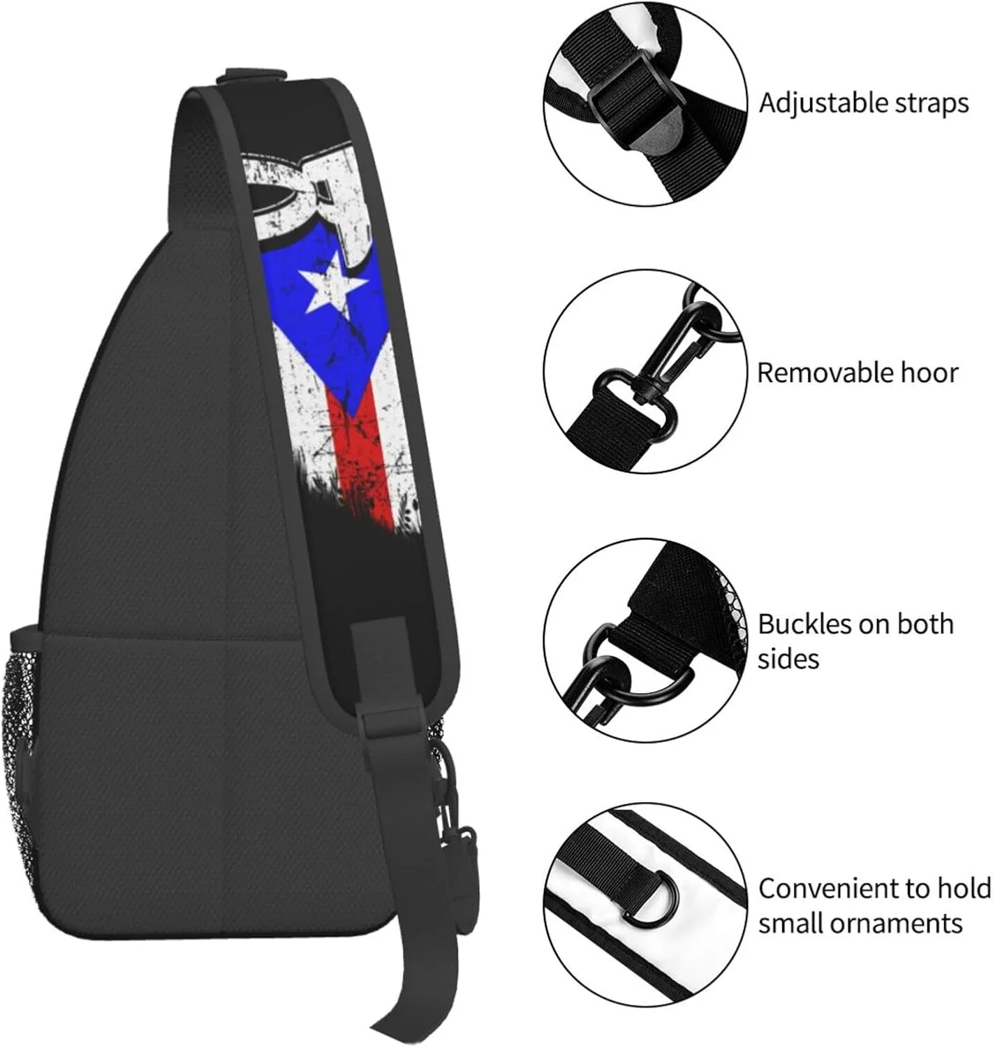 Puerto Rico Flag Sling Backpack Hiking Backpack Crossbody Bag Sports Lightweight And Durable Chest Bag Shoulder Bag For Women Men