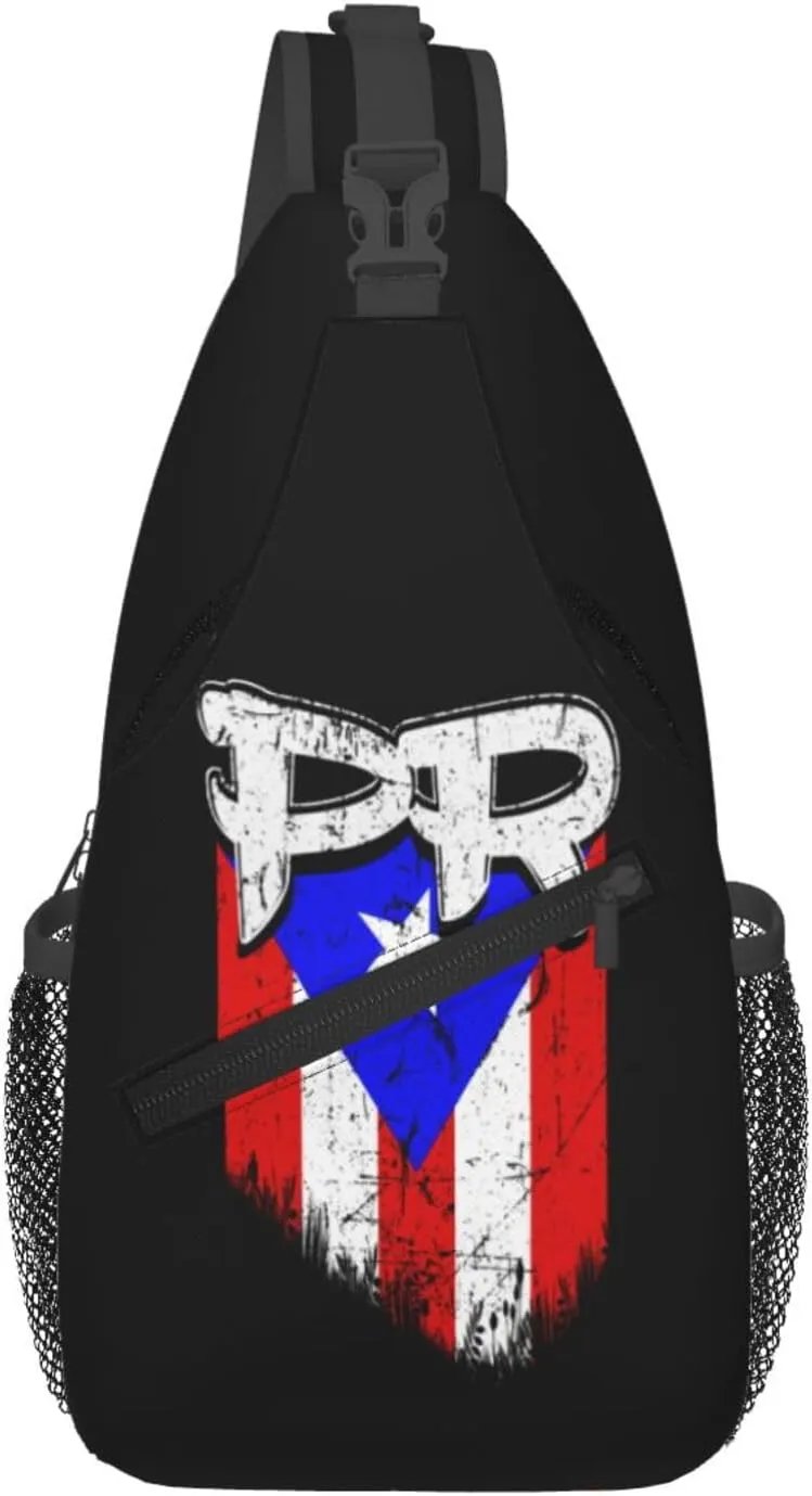 Puerto Rico Flag Sling Backpack Hiking Backpack Crossbody Bag Sports Lightweight And Durable Chest Bag Shoulder Bag For Women Men