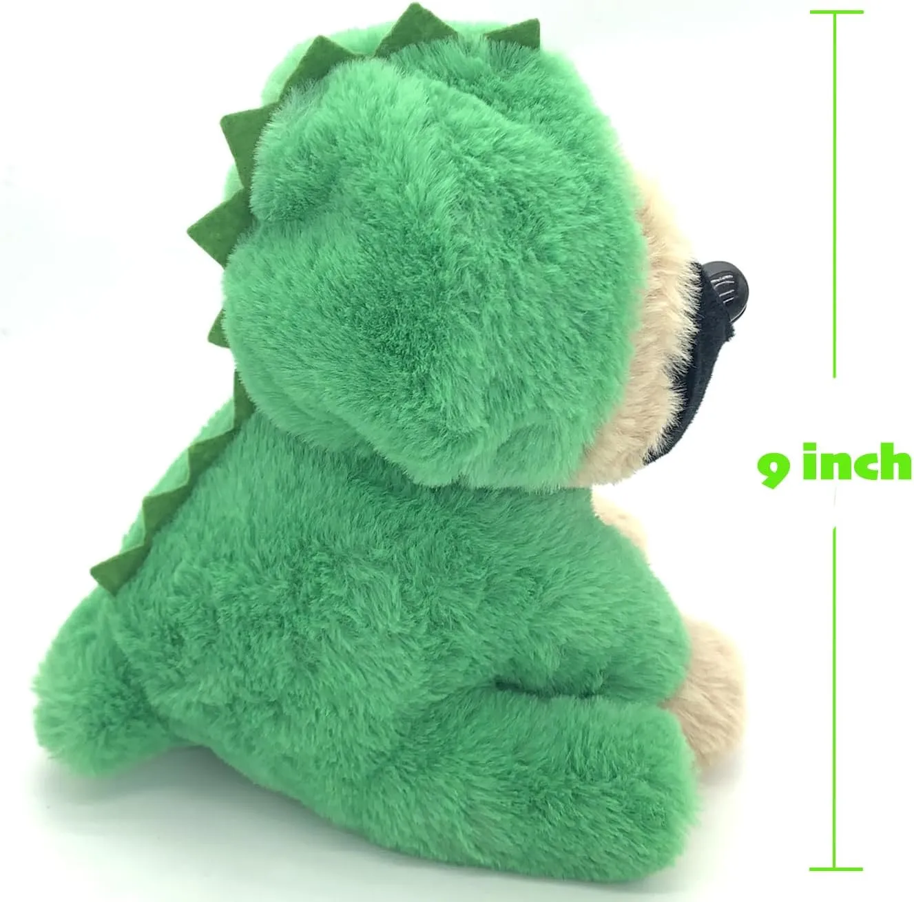 Pug Stuffed Animal Toy, Dressed as a Dinosaur, Ultra Soft Plush Dog, 9 Inches Tall - Huggable Puppy for Kids and Dino Lovers, Great Gift Idea