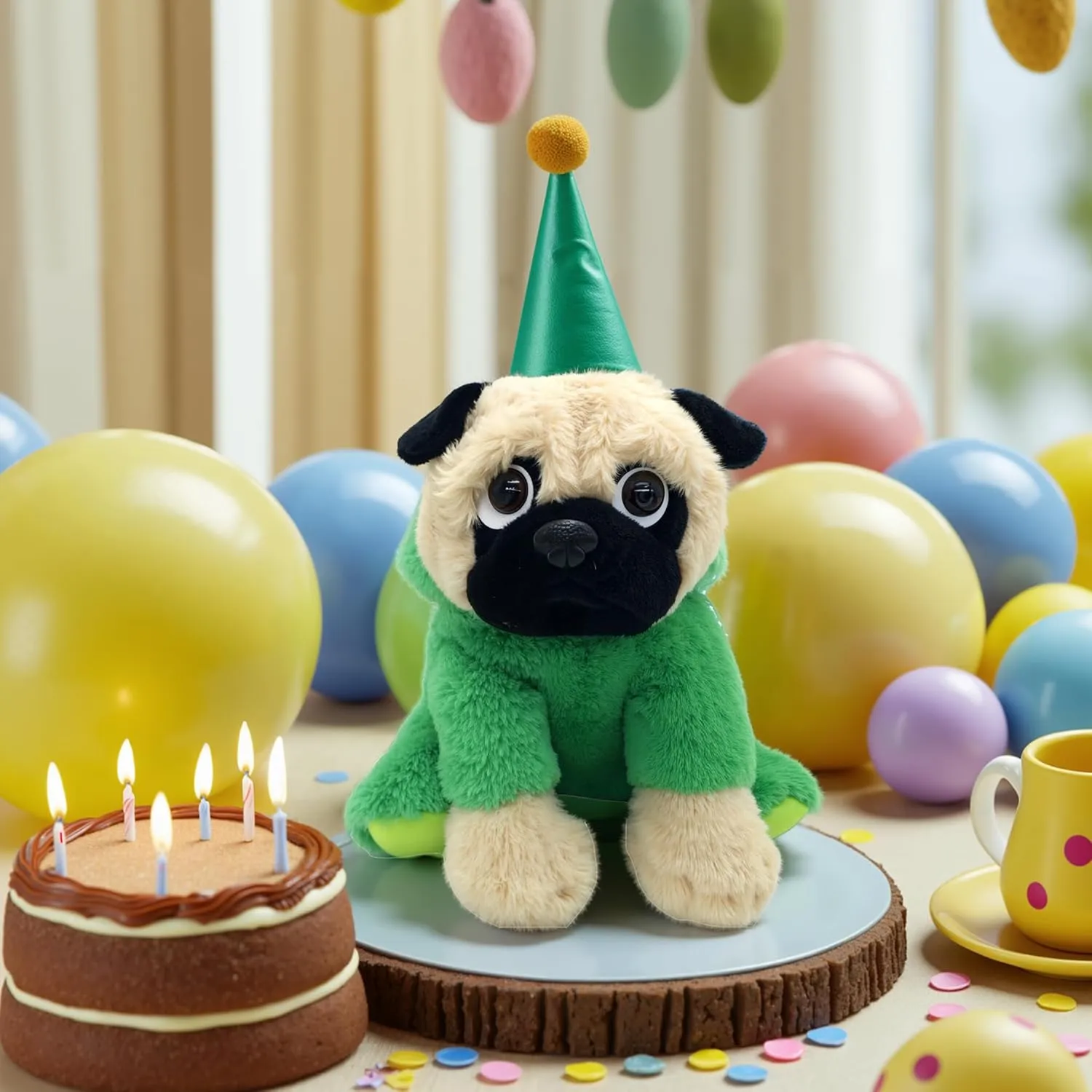 Pug Stuffed Animal Toy, Dressed as a Dinosaur, Ultra Soft Plush Dog, 9 Inches Tall - Huggable Puppy for Kids and Dino Lovers, Great Gift Idea