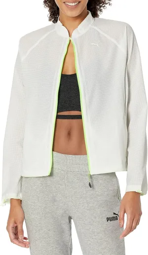 PUMA Women's Run Woven Ultra Jacket, White, Large