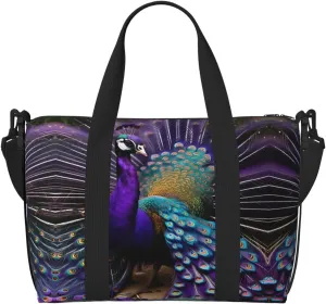 Purple Peacock Print Versatile Gym Sports Bag,Companion For Your Journeys And Fitness Routines