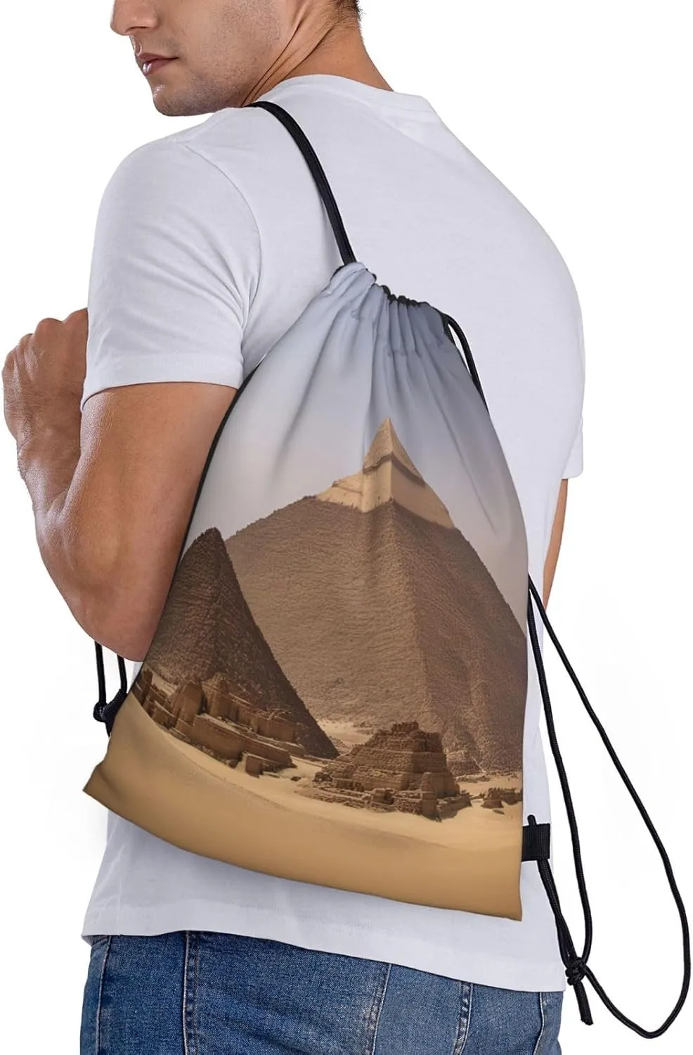 Pyramids of Egypt Print Drawstring Bags,Gym Sport Sack Drawstring Bag Suitable for sport Swimming Travel.