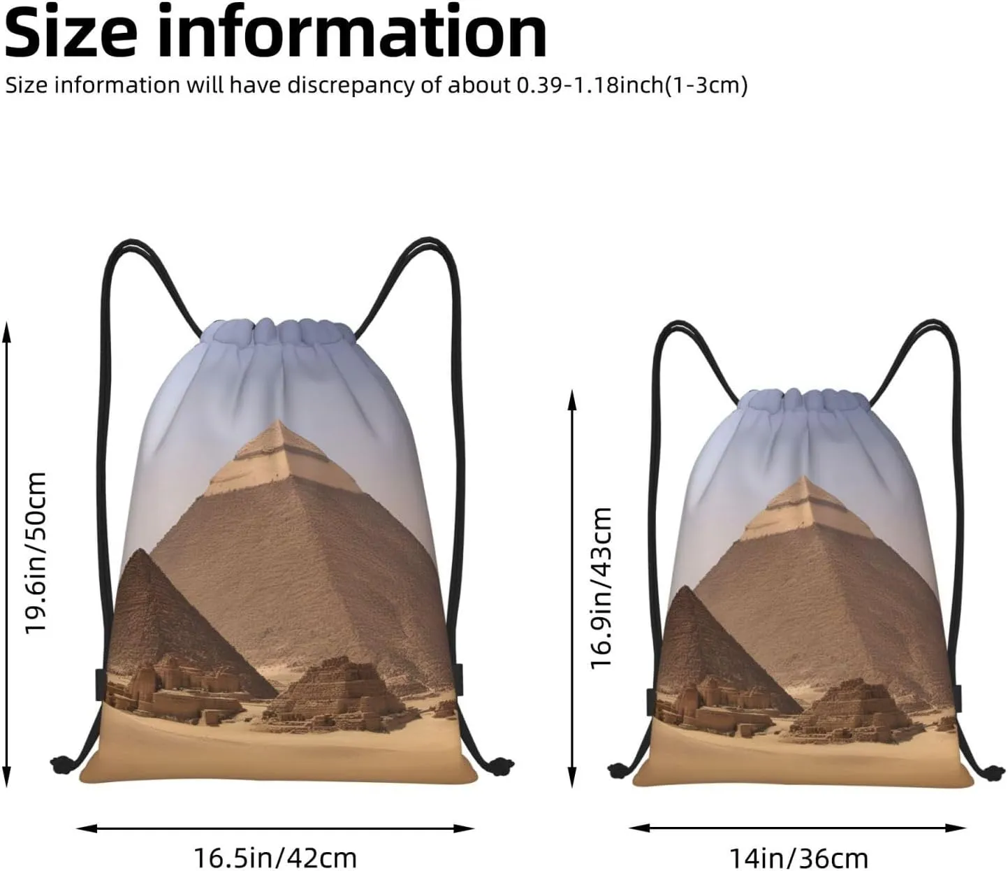 Pyramids of Egypt Print Drawstring Bags,Gym Sport Sack Drawstring Bag Suitable for sport Swimming Travel.