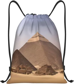 Pyramids of Egypt Print Drawstring Bags,Gym Sport Sack Drawstring Bag Suitable for sport Swimming Travel.