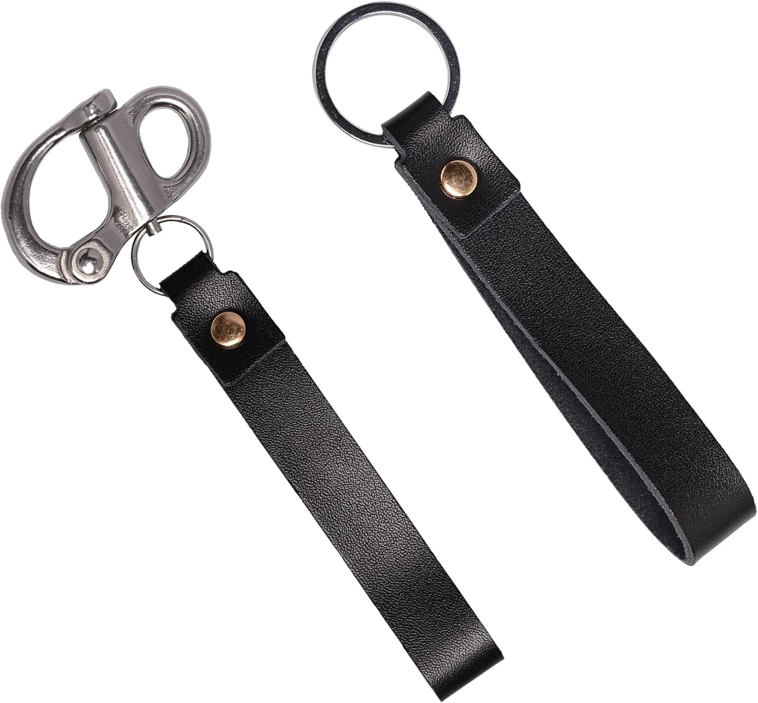 Quick Release Clip Shackle for SCBA Mask - Firefighter Accessories Tools with Leather Handle, Marine Grade 316 Stainless Steel Snap Shackle for Rigging, Sailing, Boat & Emergency Lanyards