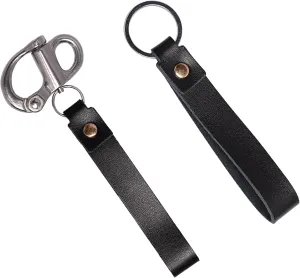 Quick Release Clip Shackle for SCBA Mask - Firefighter Accessories Tools with Leather Handle, Marine Grade 316 Stainless Steel Snap Shackle for Rigging, Sailing, Boat & Emergency Lanyards