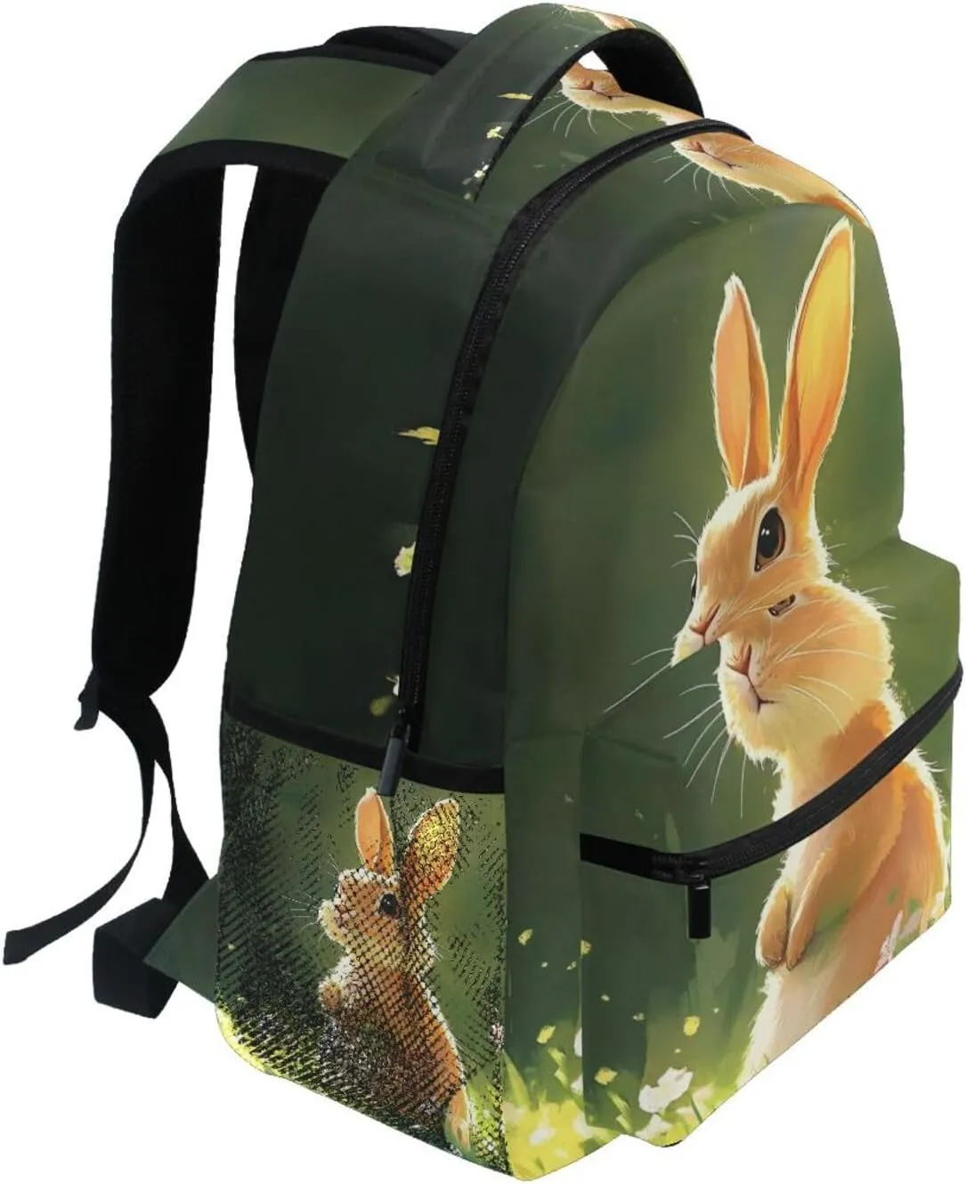 Rabbit Cute Grassland Backpack Daypack Shoulder Bag Book Bag Lightweight Back Pack 12 ×16.9 In