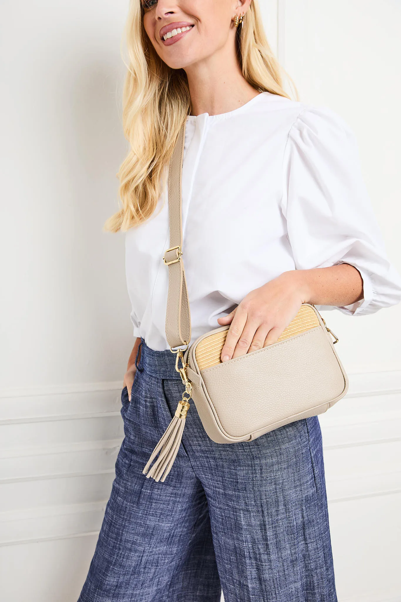 Raffia Crossbody - Biscuit