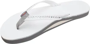 Rainbow Sandals Women's Single Layer Premier Leather w/Swarovski Crystal Narrow Strap