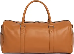 Real Cowhide Leather Travel Duffel Bag – Waterproof Weekender Overnight Bag, Vintage Handcrafted Travel Carry-On Luggage (Camel)