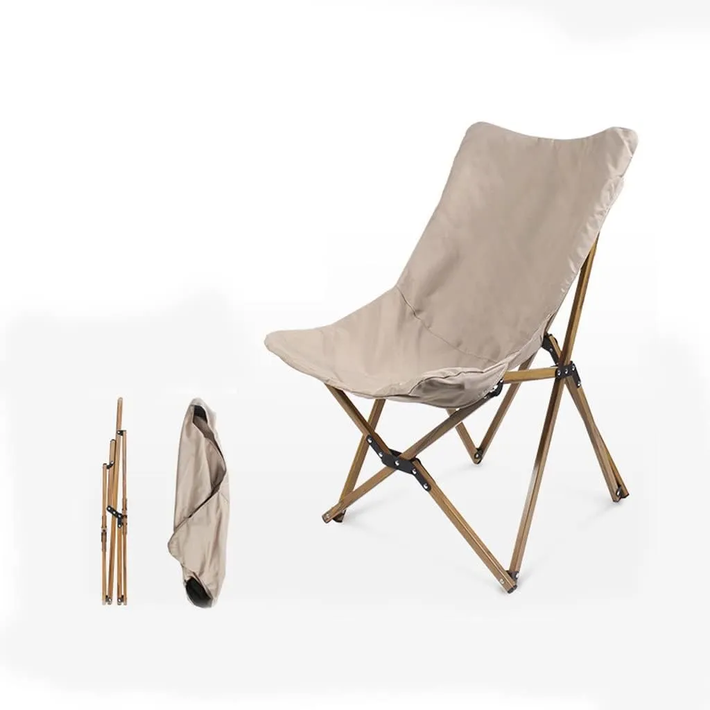 Recliner Chair,Folding Outdoor Beach Camp Chair, Wood Beach Chair, Chair Anti-Tear Fabric, Portable Camping Outdoor Chair with Storage Bag