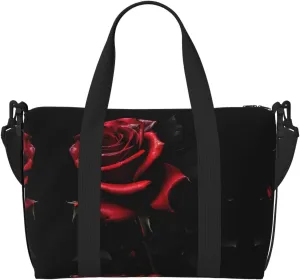 Red And Roses Print Versatile Gym Sports Bag,Companion For Your Journeys And Fitness Routines