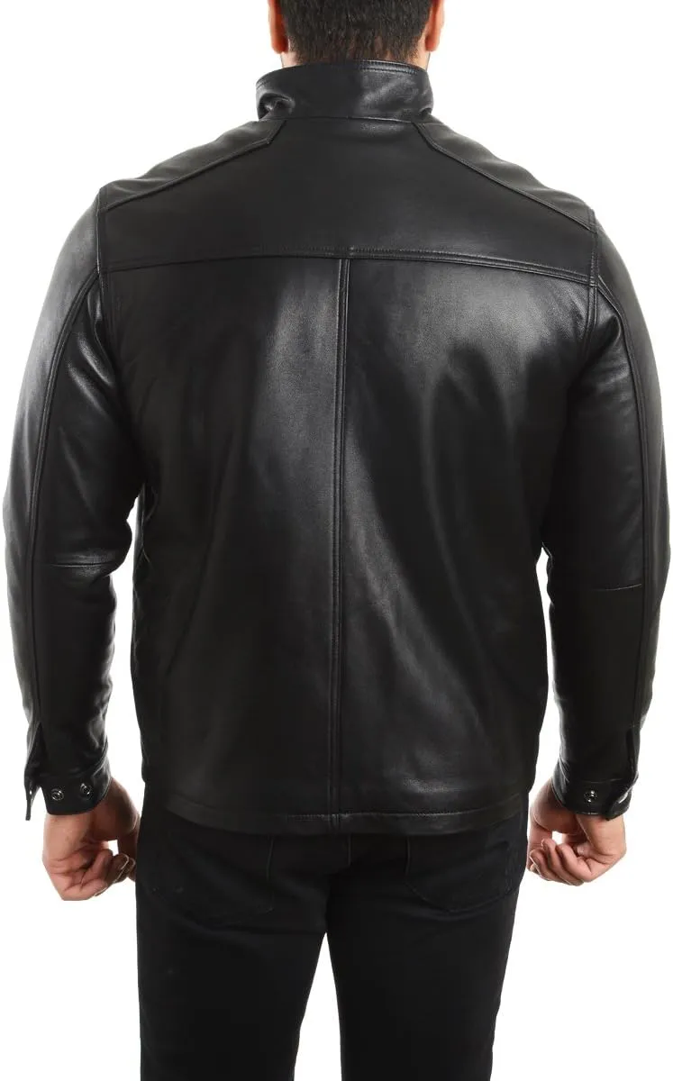 REED EST. 1950 Men's Jacket Genuine Lambskin Leather Stand UP Collar Winners Coat