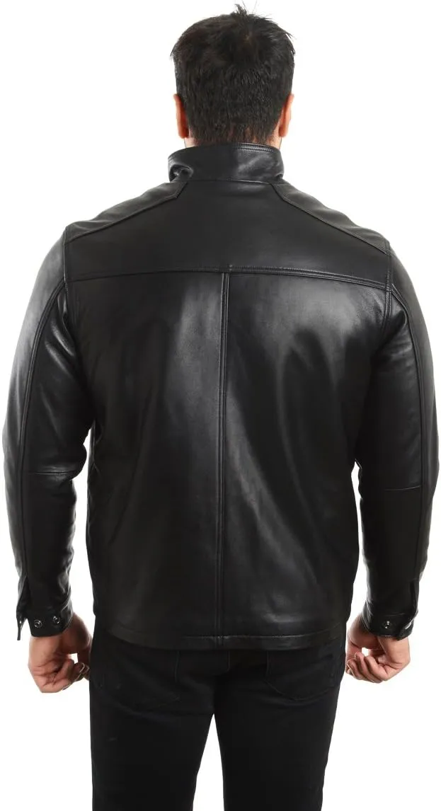 REED EST. 1950 Men's Jacket Genuine Lambskin Leather Stand UP Collar Winners Coat