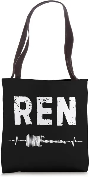 Ren Guitar Heartbeat Music Guitarist Retro Vintage Tote Bag