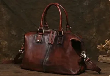 Retro Style Genuine Leather Handbag