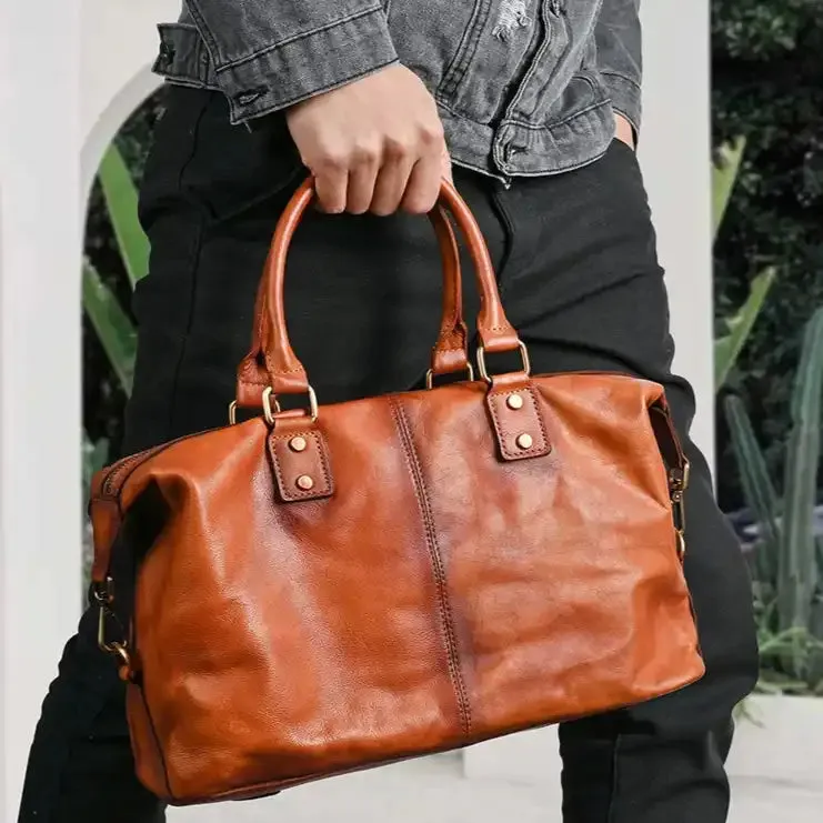 Retro Style Genuine Leather Handbag