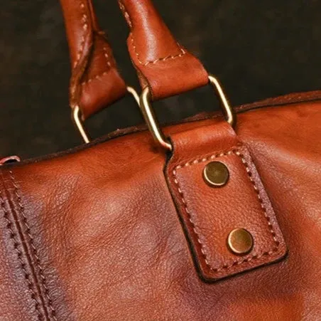 Retro Style Genuine Leather Handbag
