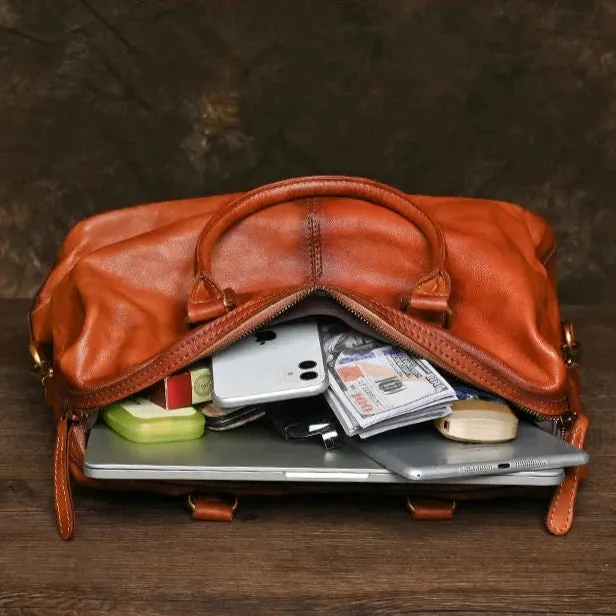 Retro Style Genuine Leather Handbag