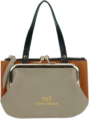 RFID Coin Purse for Women, Genuine Leather Portable Small Handbag, Fashion Casual Kiss Lock Clutch Wallet