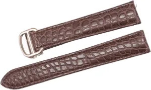 RHAIYAN Watch Accessories Crocodile Leather Watch Band with Stainless Steel Folding Buckle Compatible with Cartier Tank Solo Series Strap Specific (Color : Brown, Size : 16MM_Silver Buckle)