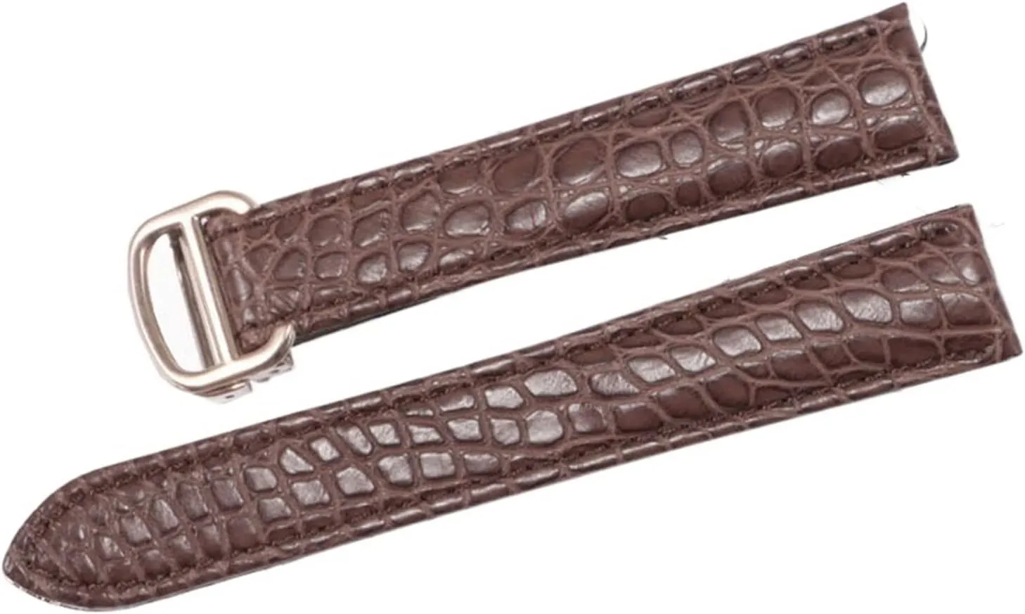 RHAIYAN Watch Accessories Crocodile Leather Watch Band with Stainless Steel Folding Buckle Compatible with Cartier Tank Solo Series Strap Specific (Color : Brown, Size : 16MM_Silver Buckle)