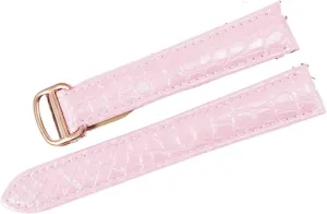 RHAIYAN Watch Accessories Crocodile Leather Watch Band with Stainless Steel Folding Buckle Compatible with Cartier Tank Solo Series Strap Specific (Color : Fluorescent Pink, Size : 24MM_Rose Gold BU