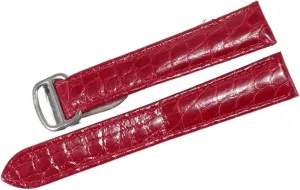 RHAIYAN Watch Accessories Crocodile Leather Watch Band with Stainless Steel Folding Buckle Compatible with Cartier Tank Solo Series Strap Specific (Color : Red, Size : 25MM_Silver Buckle)