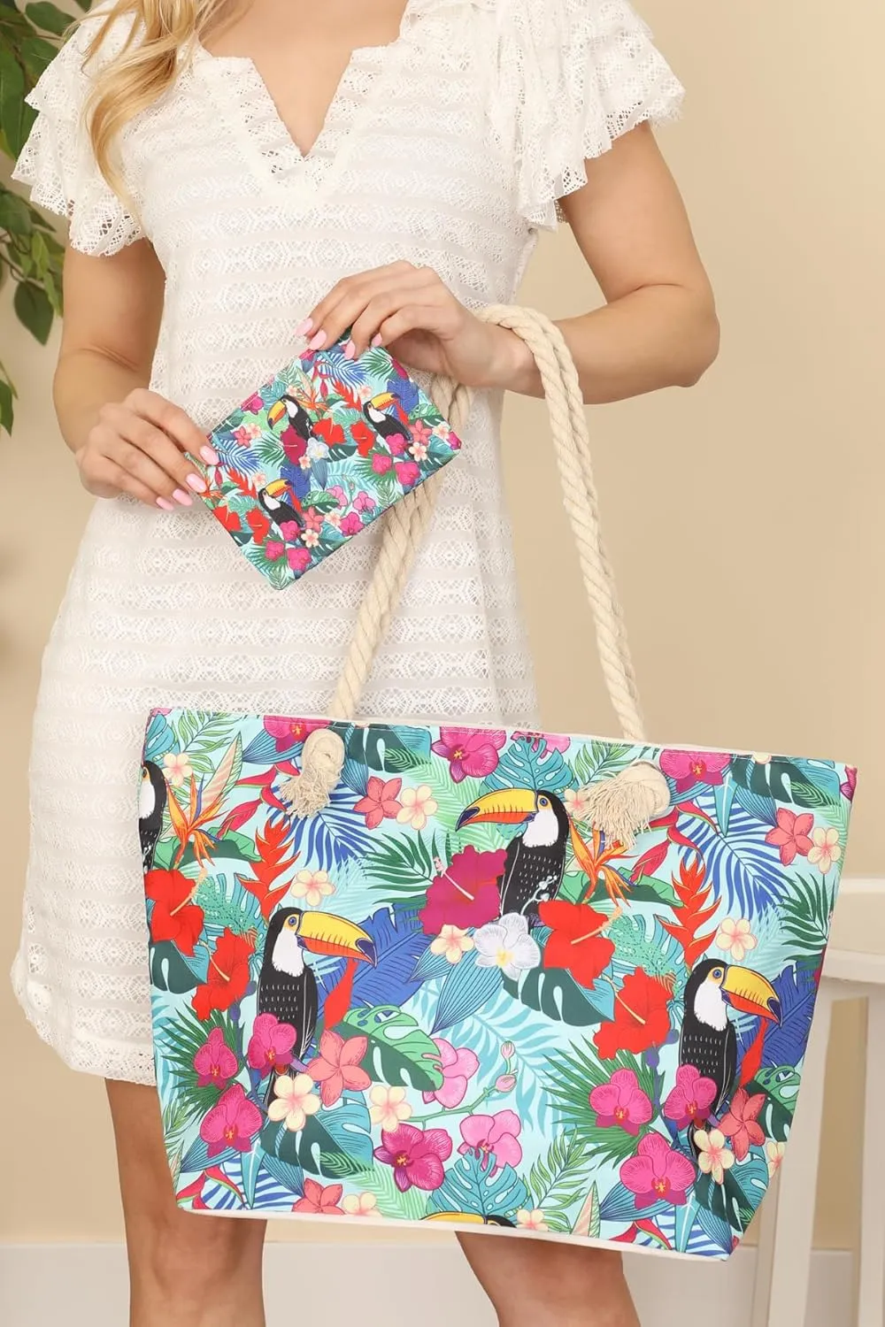 RIAH FASHION Large Reusable Eco Shopper Beach Tote - Travel Shoulder Bag Pineapple, Flower, Skull, Leaf Straw, Leopard Canvas