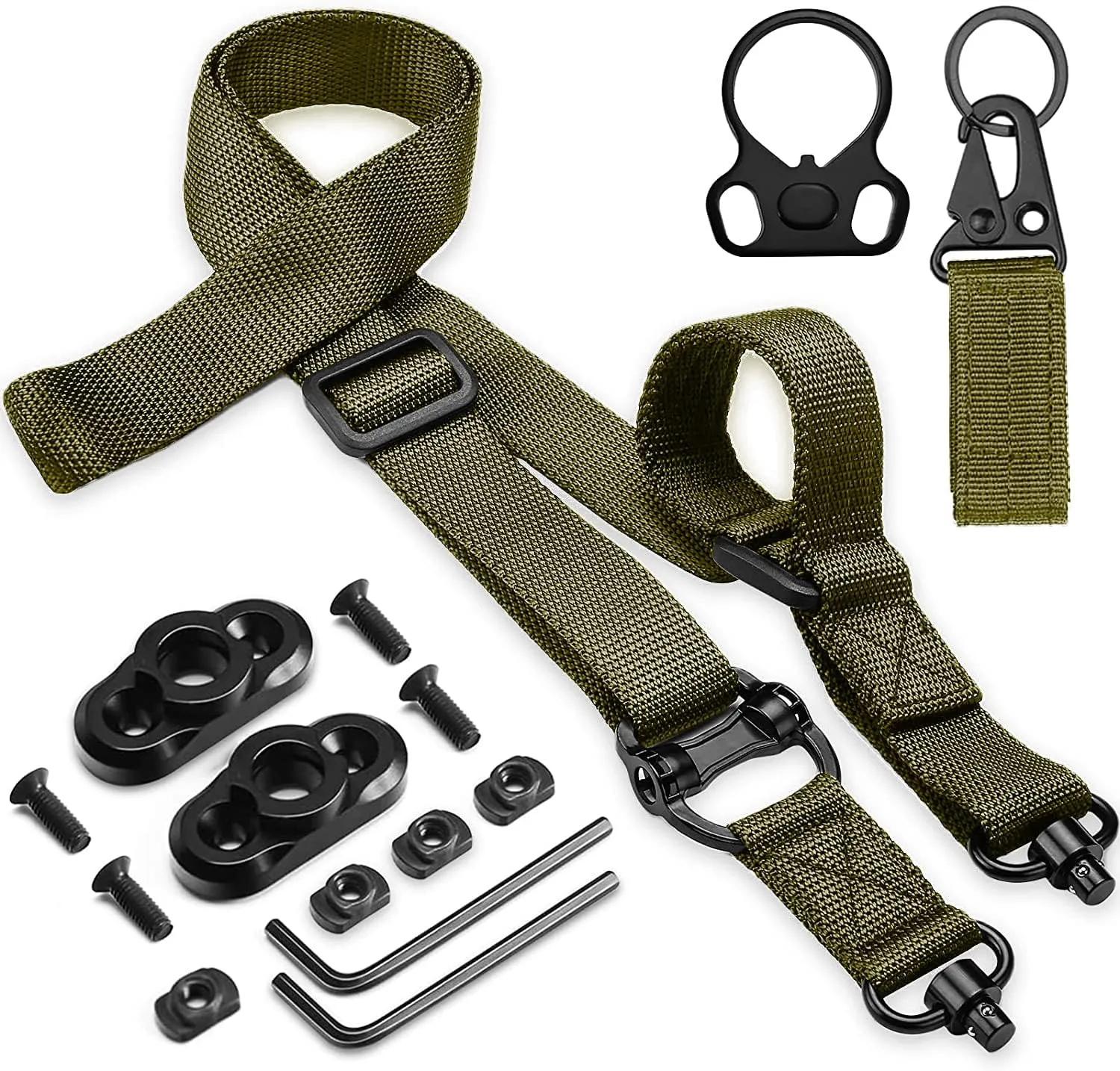 Rifle Sling 2 Point Sling Quick Adjust with QD Sling Swivels, 2 PCS QD Sling Mount, Rifle Straps with Fast Adjust Thumb Loop