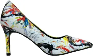 Rio Artistic Unique Paint Genuine Leather Stiletto Heel Dress Pump Shoes