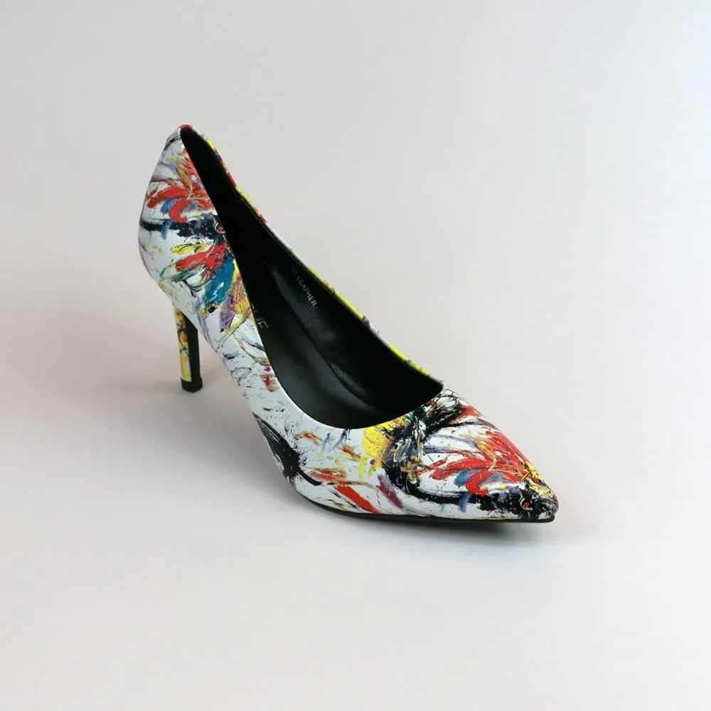 Rio Artistic Unique Paint Genuine Leather Stiletto Heel Dress Pump Shoes