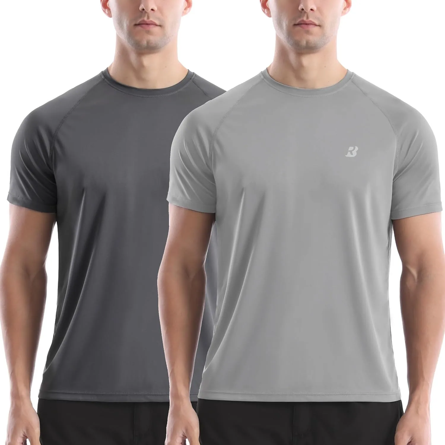 Roadbox Men's Rash Guard Short Sleeve, UPF 50  UV Sun Protection Swim Shirts, Quick Dry Lightweight Water Surf Beach T-Shirt
