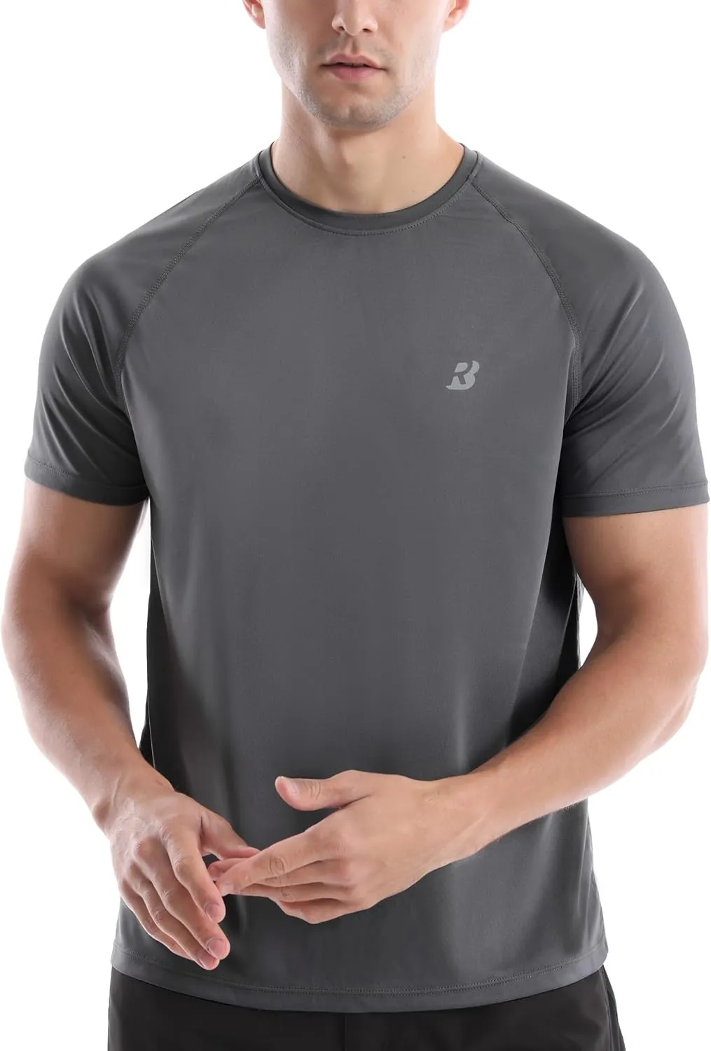 Roadbox Men's Rash Guard Short Sleeve, UPF 50  UV Sun Protection Swim Shirts, Quick Dry Lightweight Water Surf Beach T-Shirt
