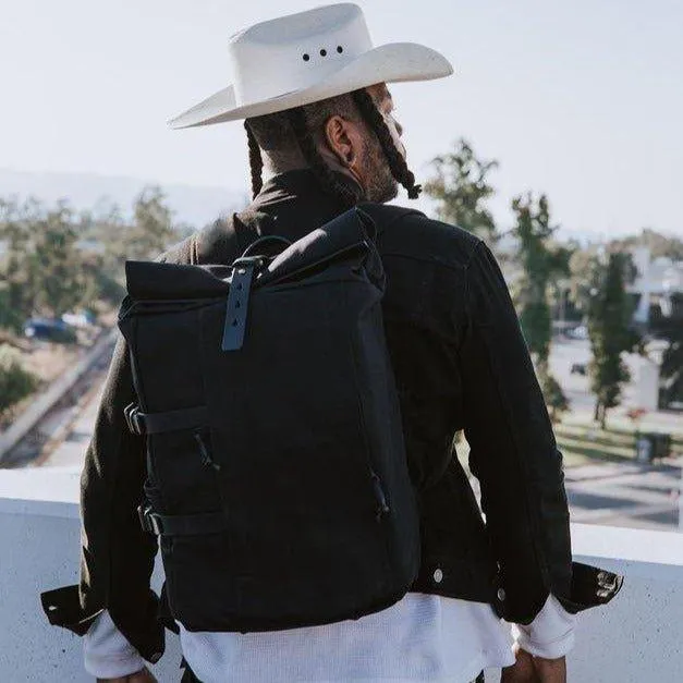 Roll Top Waxed Canvas Backpack Vintage for Men