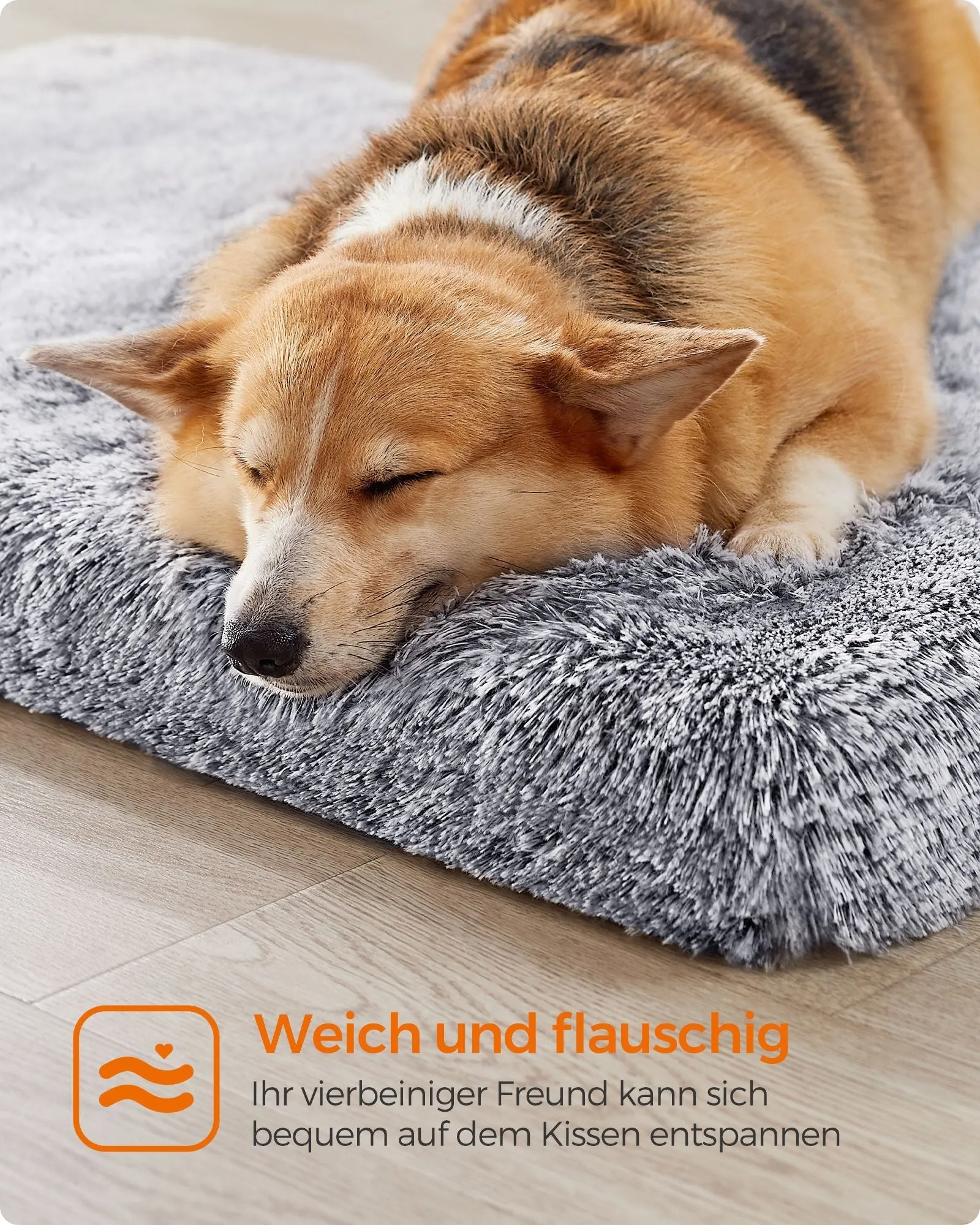 Rootz Plush Dog Bed - Pet Bed - Cozy Bed - Convoluted Foam - Lightweight - Ombre Gray - 95cm x 60cm x 8cm