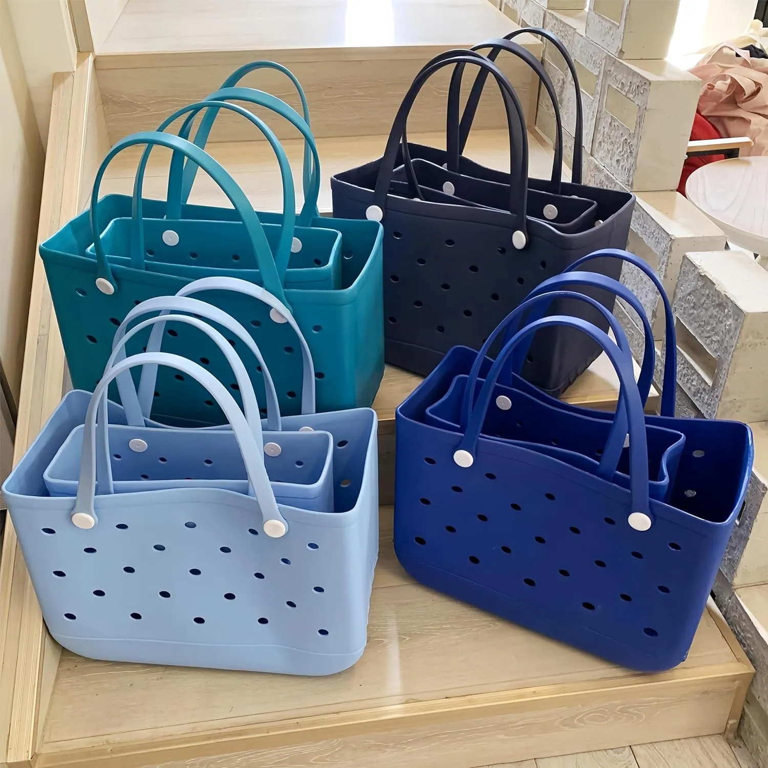 Rubber Beach Tote Bag,Washable and Durable Open Rubber bag for Beach Pool Yoga Fitness