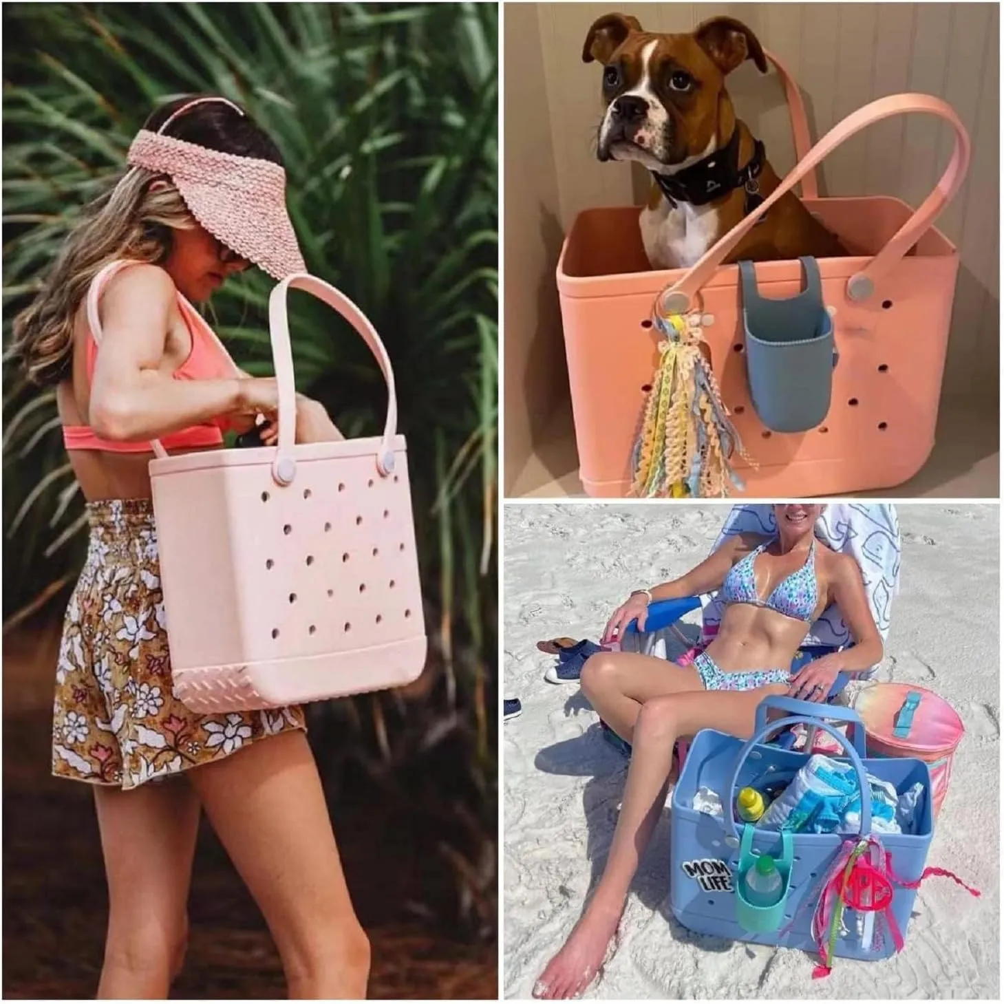Rubber Beach Tote Bag,Washable and Durable Open Rubber bag for Beach Pool Yoga Fitness