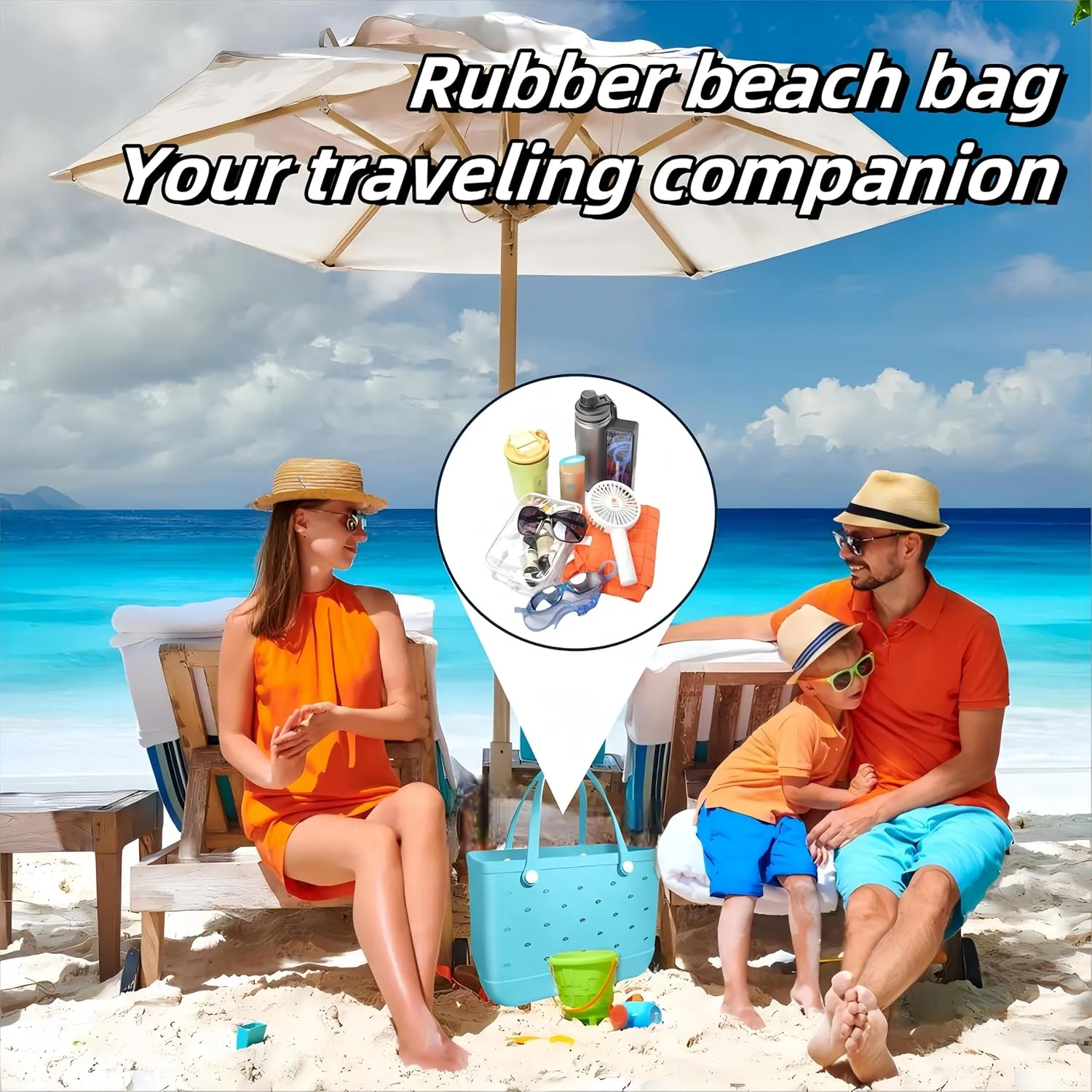 Rubber Beach Tote Bag,Washable and Durable Open Rubber bag for Beach Pool Yoga Fitness