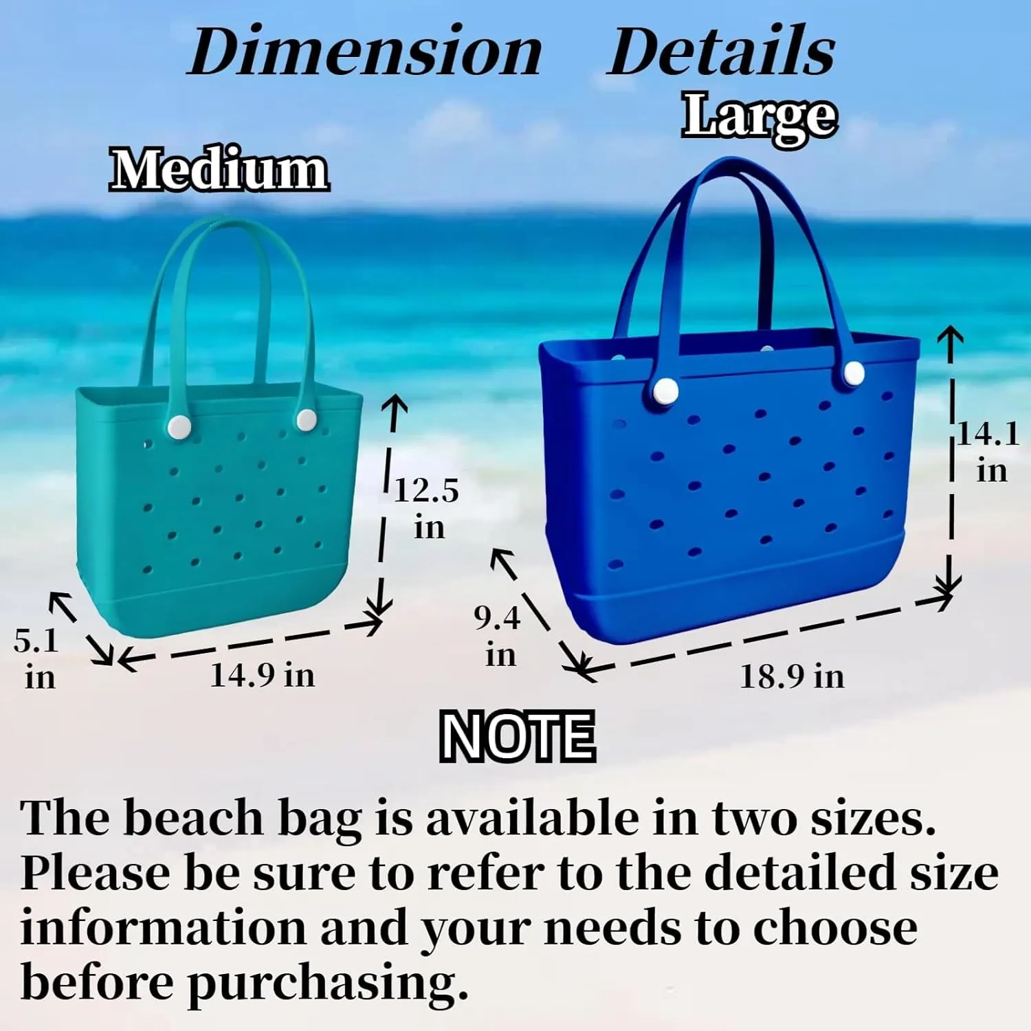 Rubber Beach Tote Bag,Washable and Durable Open Rubber bag for Beach Pool Yoga Fitness