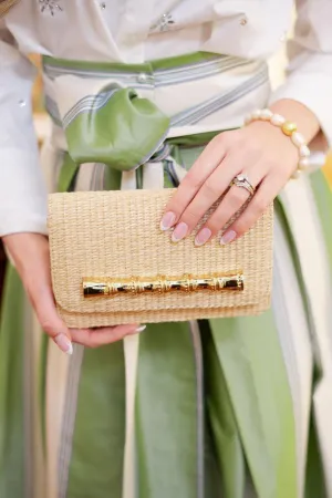 Ruby Straw Clutch - Gold Charm Bamboo Bar