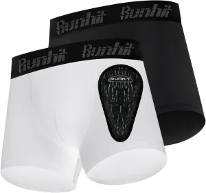 Runhit Boys Baseball Cup Underwear Football Cup Boxer Brief Youth Compression Shorts with Soft Protective Athletic Cup