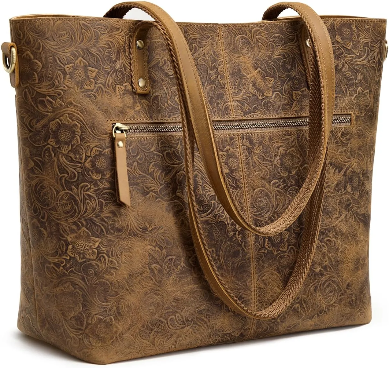 S-ZONE Leather Tote Bag for Women Large Work Totes Designer with Adjustable Strap