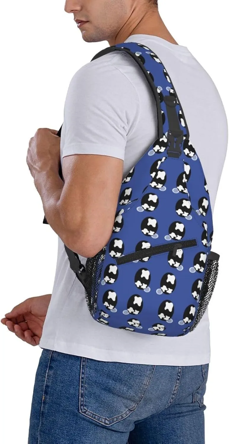 Sad Teary Cartoon Black Eyes Crossbody Bag Cross Chest Bag Adjustable Sling Backpack Sports Gym Shoulder Bags Travel Cycling Daypack Diagonally Casual Rucksack