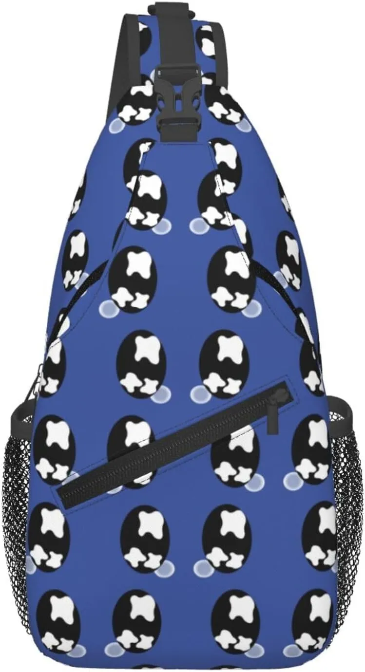 Sad Teary Cartoon Black Eyes Crossbody Bag Cross Chest Bag Adjustable Sling Backpack Sports Gym Shoulder Bags Travel Cycling Daypack Diagonally Casual Rucksack