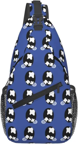 Sad Teary Cartoon Black Eyes Crossbody Bag Cross Chest Bag Adjustable Sling Backpack Sports Gym Shoulder Bags Travel Cycling Daypack Diagonally Casual Rucksack
