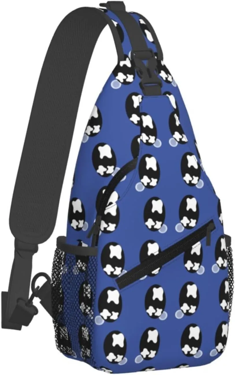 Sad Teary Cartoon Black Eyes Crossbody Bag Cross Chest Bag Adjustable Sling Backpack Sports Gym Shoulder Bags Travel Cycling Daypack Diagonally Casual Rucksack
