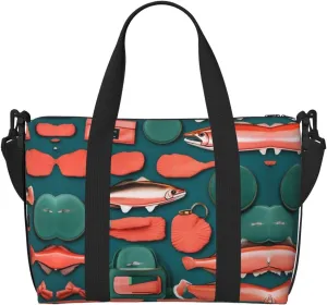 Salmon Pattern Print Versatile Gym Sports Bag,Companion For Your Journeys And Fitness Routines